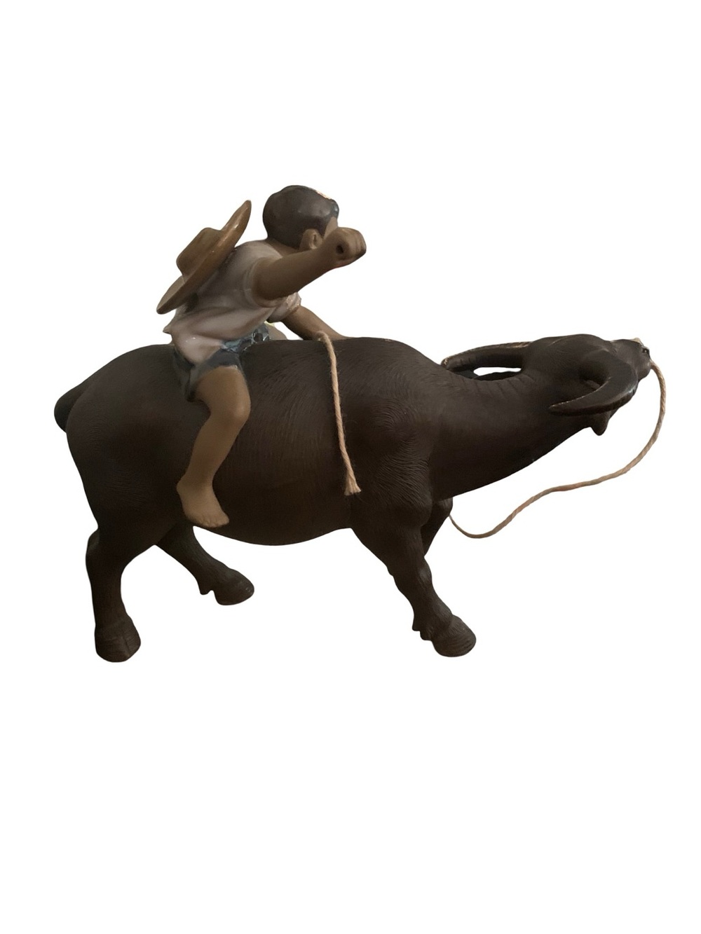 Vintage Shiwan‎ Ceramic Figurine Chinese Boy Riding Water Buffalo